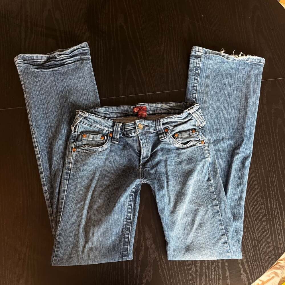 All American Girl Wax Jean Size 7 Blue Denim Bootcut Jeans